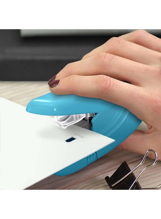 Plus Paper Clinch Compact Staple Free Staple Blue Turquoise - Image 2