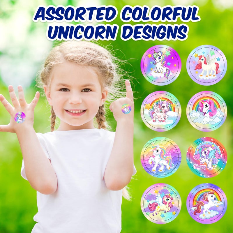 Playbees Unicorn Emoticon Sticker Rolls Reward Stickers Unicorn Party Supplies Mailing Seal Sticker 1.5 Inch Decal Stickers 200 Pcs - Image 4