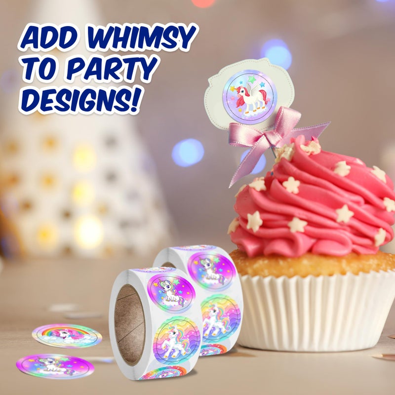 Playbees Unicorn Emoticon Sticker Rolls Reward Stickers Unicorn Party Supplies Mailing Seal Sticker 1.5 Inch Decal Stickers 200 Pcs - Image 5