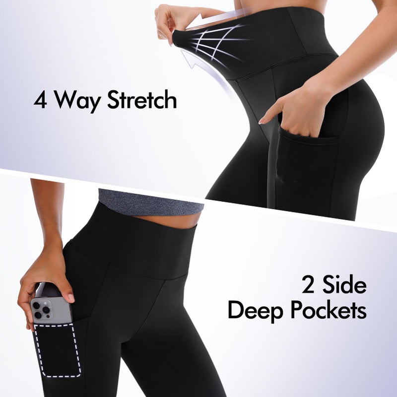 Fawarior High Waisted Leggings for Women, Buttery Soft Workout Yoga Leggings with Pockets White LXL - Image 3