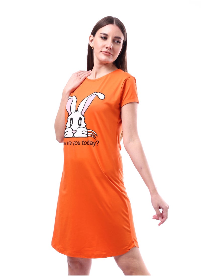 Printed Pattern Short Sleeves Sleep Dress _ Orange - pzsku/ZBC2D07E11A2E3302BC9AZ/45/_/1740406311/b4fefece-15af-4a0c-a523-3bc1002005d2