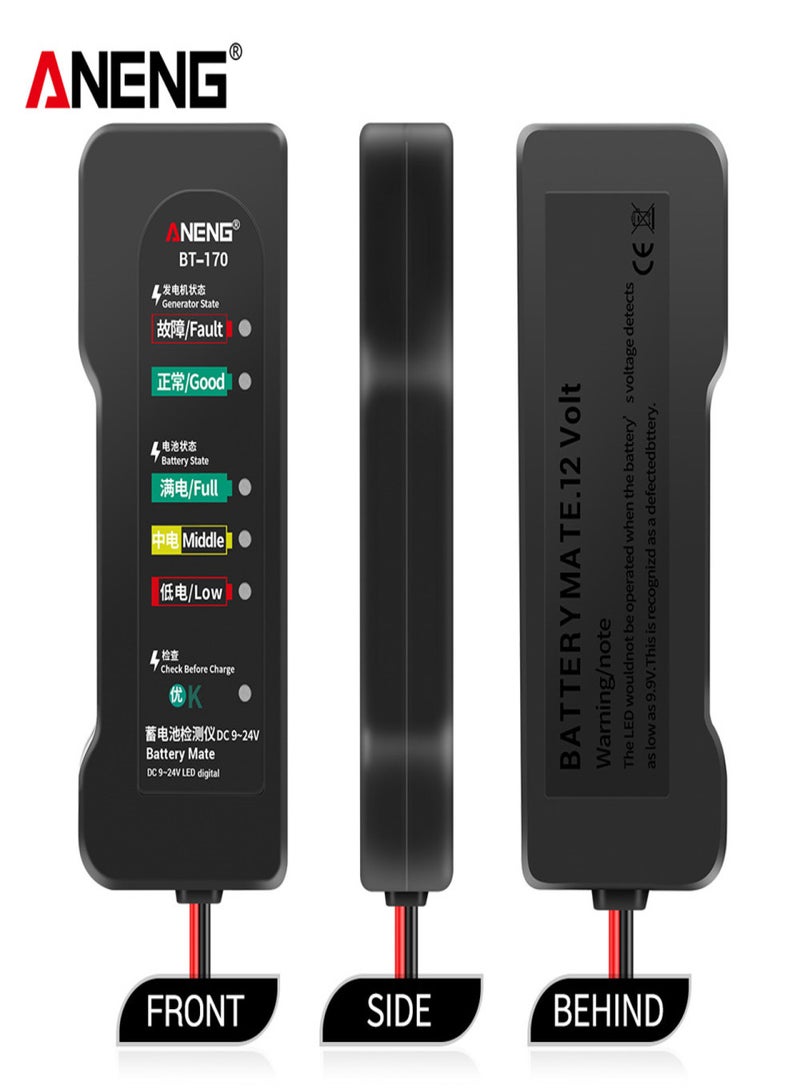 ANENG BT170 Portable 12V Car Battery Tester DC 9-24V Battery Testing Tool with LED Indicator Fault Analyzer Overload Test for Automobile Motorcycle - Image 5