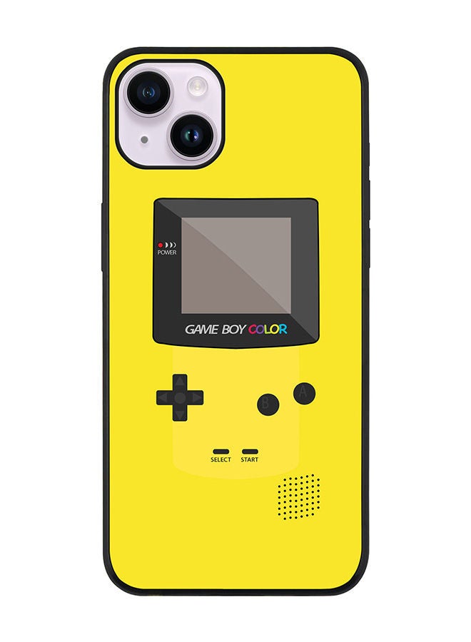 Stylizedd Rugged Black edge case for Apple iPhone 14 Slim fit Soft Case Flexible Rubber Edges Anti Drop TPU Gel Thin Cover - Gameboy Color - Yellow - Image 1