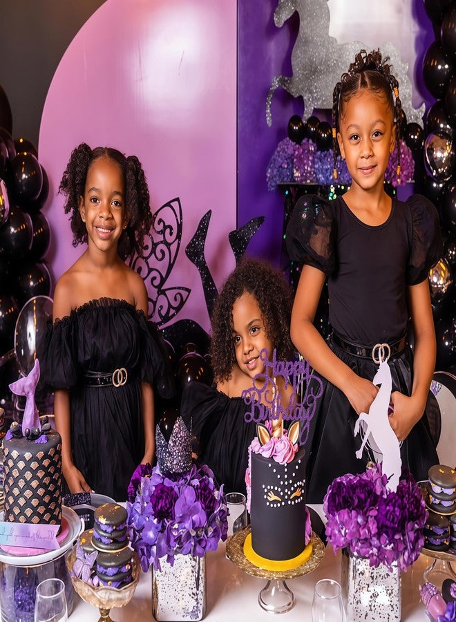 AHAORAY Happy Birthday Cake Topper - Deep Purple Glitter Happy Birthday Cake Bunting Decor - Birthday Party Cake Decoration Supplies, for Photo Booth Props - Image 4