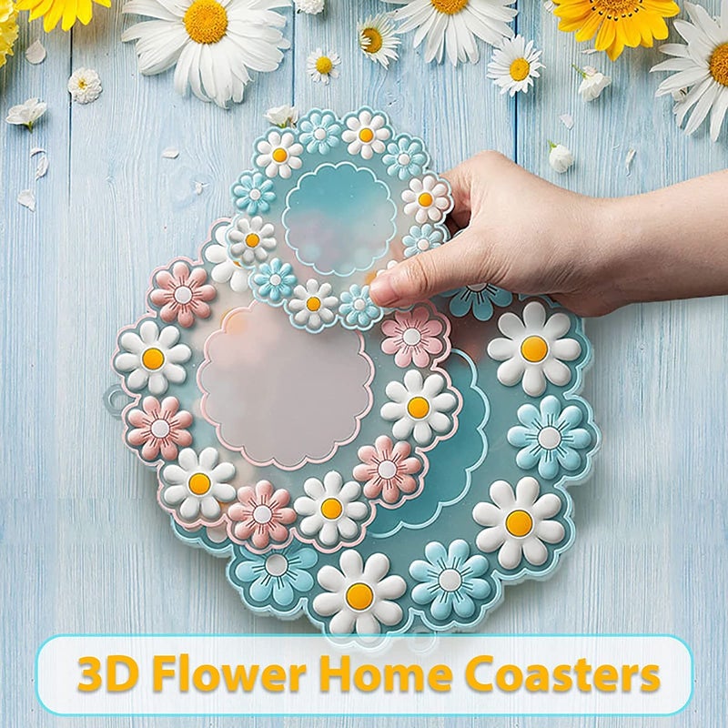 P-Plus International Round Cherry Blossom Sakura Kawaii Silicone Trivet for Table Desk Coffee Decoration Durable Non-Slip Silicone Coasters for Drinks (Blue, Pack of 6) - Image 3