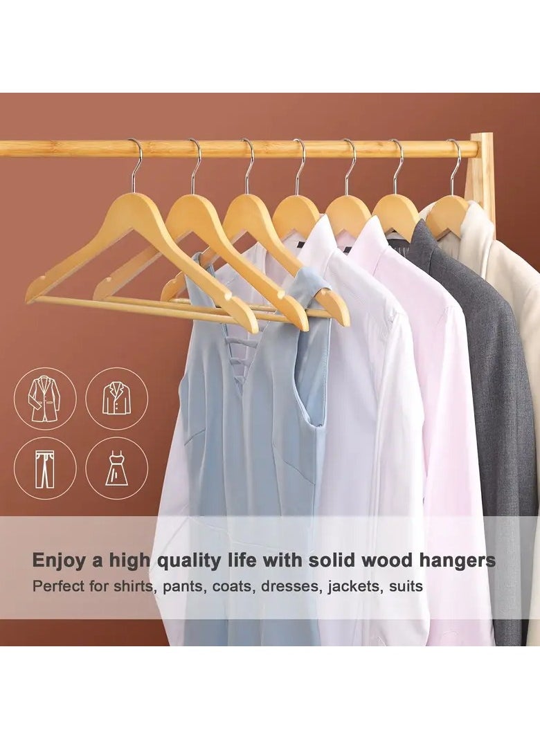 KITCHENOO - Set of 20 Wooden Clothes Hangers for Clothing Store - Natural Maple Wood Clothes Hangers with 360 Degree Swivel Brackets for Hanging Heavy Clothes - for Clothes, Jackets, Shirts, Sweaters, Dresses - Image 1
