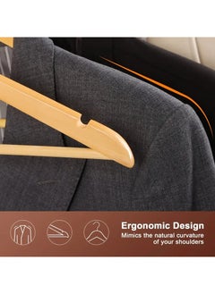 KITCHENOO Set of 20 Wooden Clothes Hangers for Clothing Store - Natural Maple Wood Clothes Hangers with 360 Degree Swivel Brackets for Hanging Heavy Clothes - for Clothes, Jackets, Shirts, Sweaters, Dresses  - Image 4