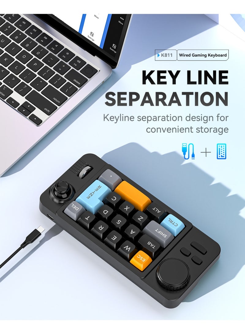 general 19-key macro definition joystick dual scroll wheel RGB hot-swappable macro definition wired mechanical gaming keyboard - Image 4