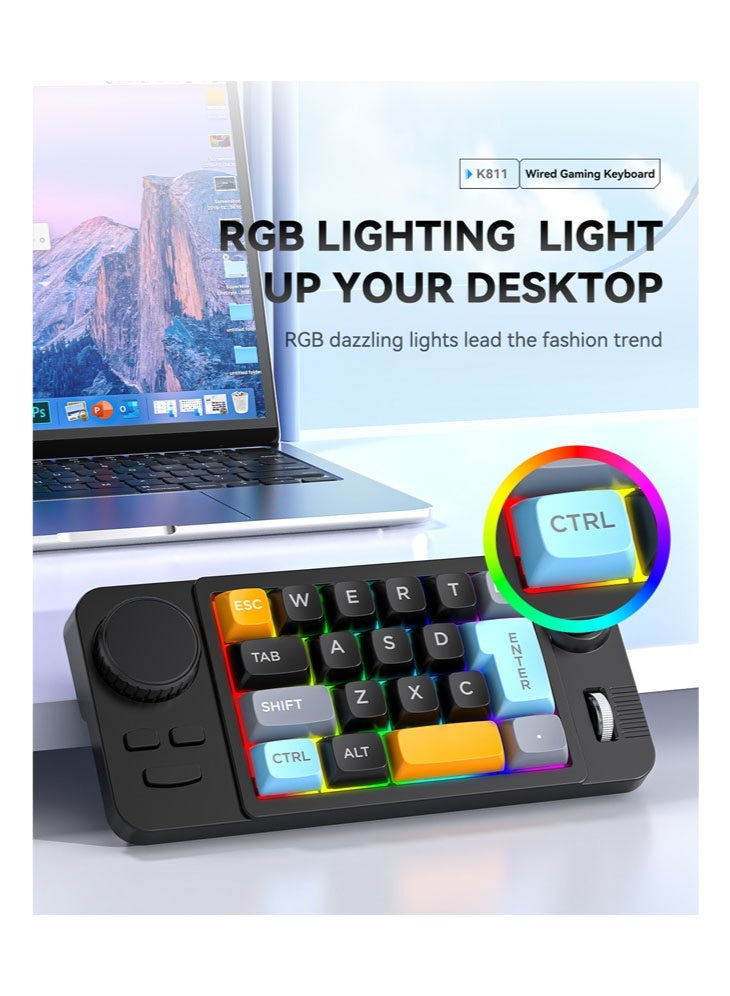 general 19-key macro definition joystick dual scroll wheel RGB hot-swappable macro definition wired mechanical gaming keyboard - Image 2