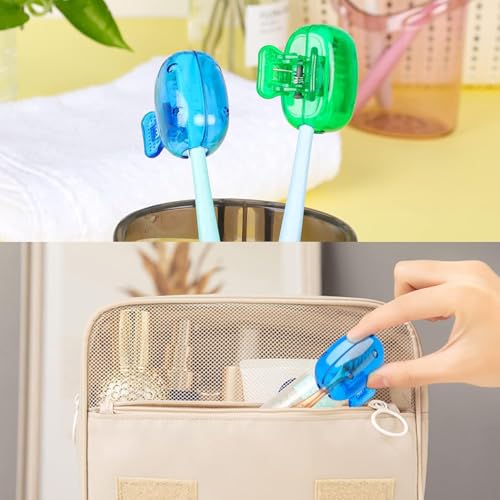 FORCE 24 Force24 - 6 Pack Toothbrush Cover Portable Travel Toothbrush Protector Coverings Clips Cap Brush Plastic Clip's Covers for Household Travel, Camping, Bathroom (Multicolor) (Pack of 6) - Image 3