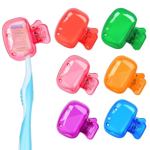 FORCE 24 Force24 - 6 Pack Toothbrush Cover Portable Travel Toothbrush Protector Coverings Clips Cap Brush Plastic Clip's Covers for Household Travel, Camping, Bathroom (Multicolor) (Pack of 6) - Image 1