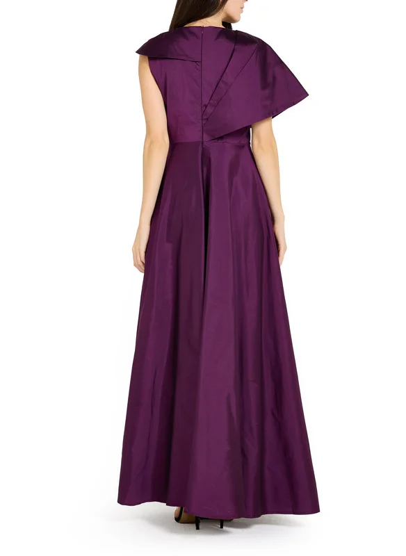 Amri Embellished Asymmetrical Draped Satin Dress
