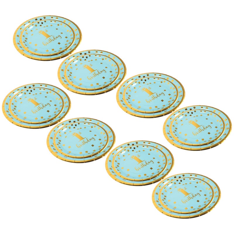 16 Pcs Gold Foil Accent 9 Inch Disposable Paper Plates For First Birthday Party - Image 2