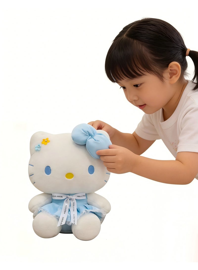 Hello Kitty Sanrio Hello Kitty Plush Toy with Blue Dress children's companion room decoration plush doll, suitable as a gift for children and party gift - Image 3