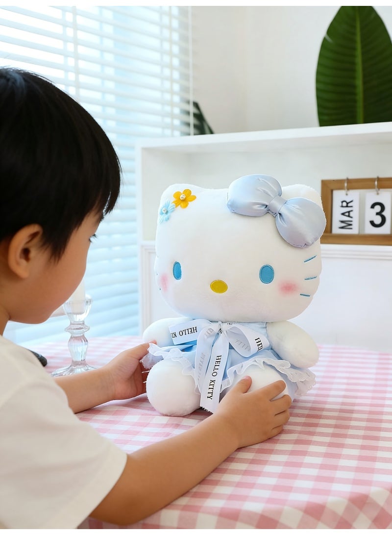 Hello Kitty Sanrio Hello Kitty Plush Toy with Blue Dress children's companion room decoration plush doll, suitable as a gift for children and party gift - Image 4