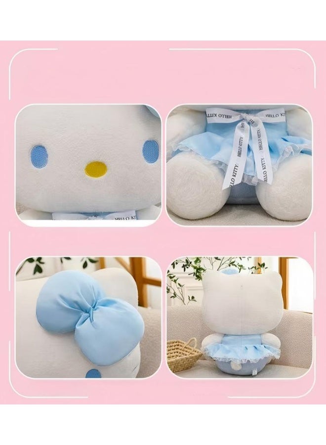 Hello Kitty Sanrio Hello Kitty Plush Toy with Blue Dress children's companion room decoration plush doll, suitable as a gift for children and party gift - Image 2