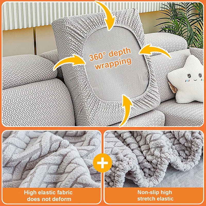 Universal Couch Cushion Covers,Stretch L Shape Sofa Sectional Cushion Slipcover Wear-Resistant Anti-Slip Sofa Cover,Chaise Lounge Furniture Protector for Pets - Image 5