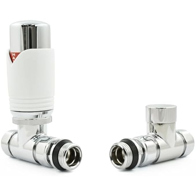 MARELLA 3 MODERN THERMOSTATIC RADIATOR VALVE STRAIGHT TRV WITH LOCK-SHIELD (WHITE) - Image 1