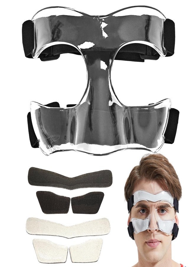 LENASETH Nose Guard for Broken Nose,Adjustable,Face Shield Masks with Padding,Suitable for Adults and Teenagers,Basketball, Soc CER,and Other Sports Clear Open - Image 1