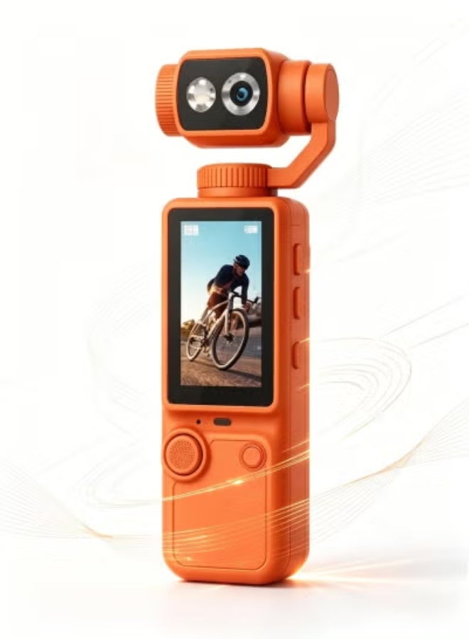 Kalobee Pocket3 Pro Mini Digital Camera, 5MP Auto Focus, 180° Rotating Lens, 1.9-Inch Display, Compact Portable Camera, Orange - Image 1