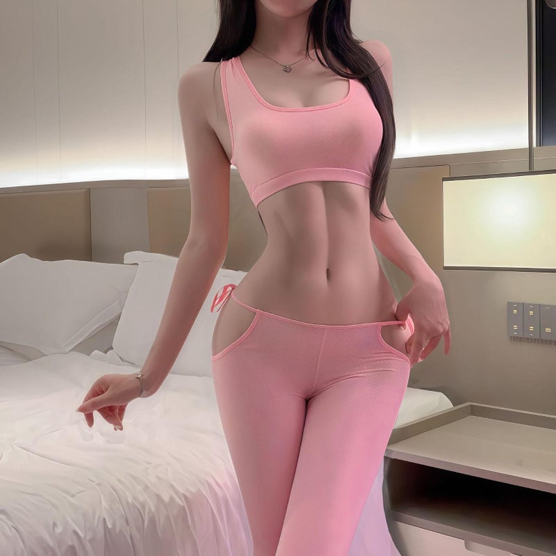 Women's Ice Silk Lounge Set with Elastic Vest and Comfortable Fit