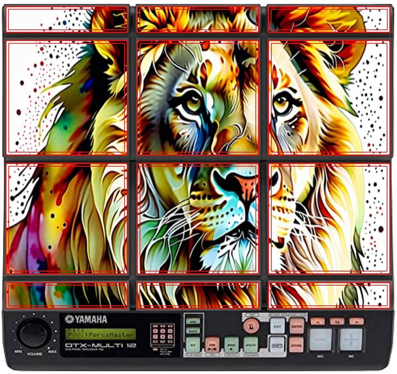 RHYTHM PRO Lion King Self Adhesive PVC Vinyl Stickers (Set of 12 PCS.) Compatible for Y A M A H A DTX-M12 PAD Protect Your Device from Dirt, Minor Scratches & Dullness. (Design 7) - Image 1