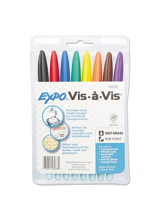 Expo EXPO Vis-a-Vis Wet Erase Marker Set, Fine Tip, Assorted Colors, 8 Count  - Image 4