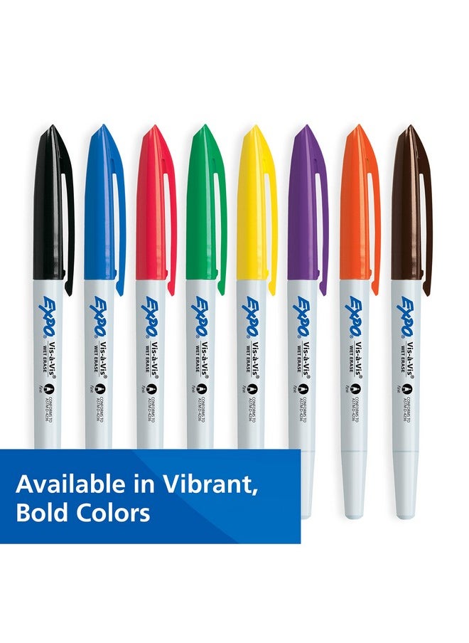 Expo EXPO Vis-a-Vis Wet Erase Marker Set, Fine Tip, Assorted Colors, 8 Count  - Image 5