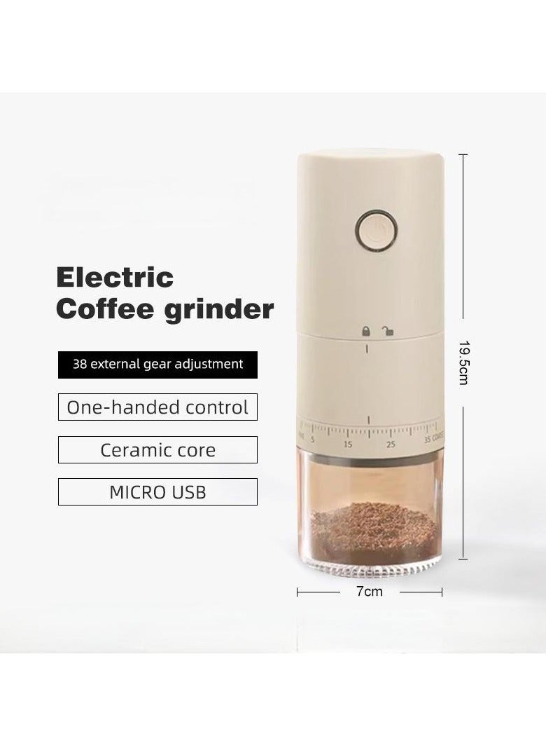 general مطحنة قهوة محمولة صغيرة الحجم - مطحنة حبوب قهوة كهربائية بإعدادات طحن متعددة للماكينة الفرنسية، والتخمير البارد، ووعاء موكا، وماكينة صب القهوة، وماكينة الإسبريسو - Image 1