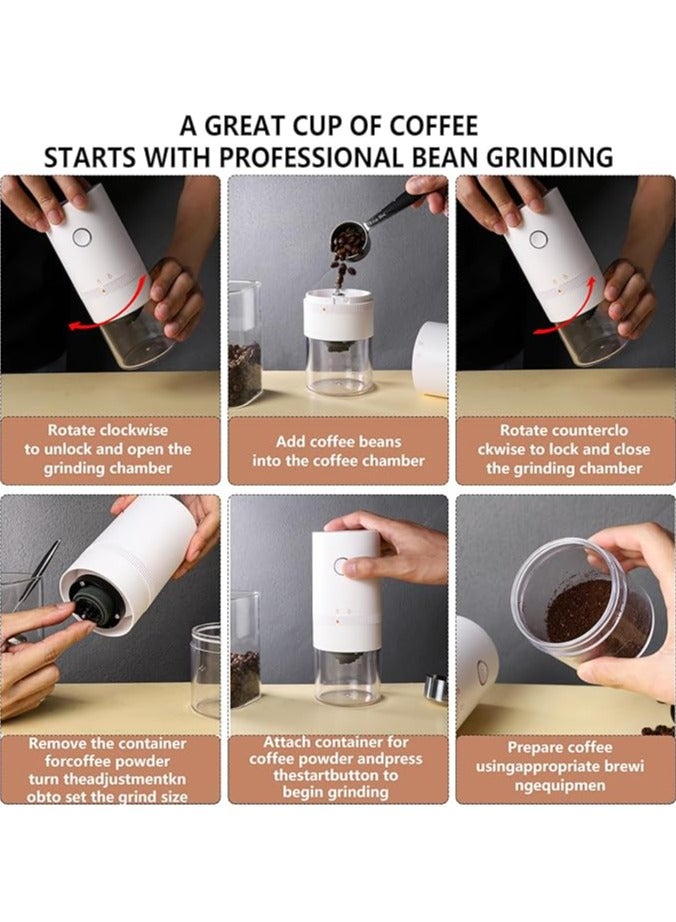 general مطحنة قهوة محمولة صغيرة الحجم - مطحنة حبوب قهوة كهربائية بإعدادات طحن متعددة للماكينة الفرنسية، والتخمير البارد، ووعاء موكا، وماكينة صب القهوة، وماكينة الإسبريسو - Image 5