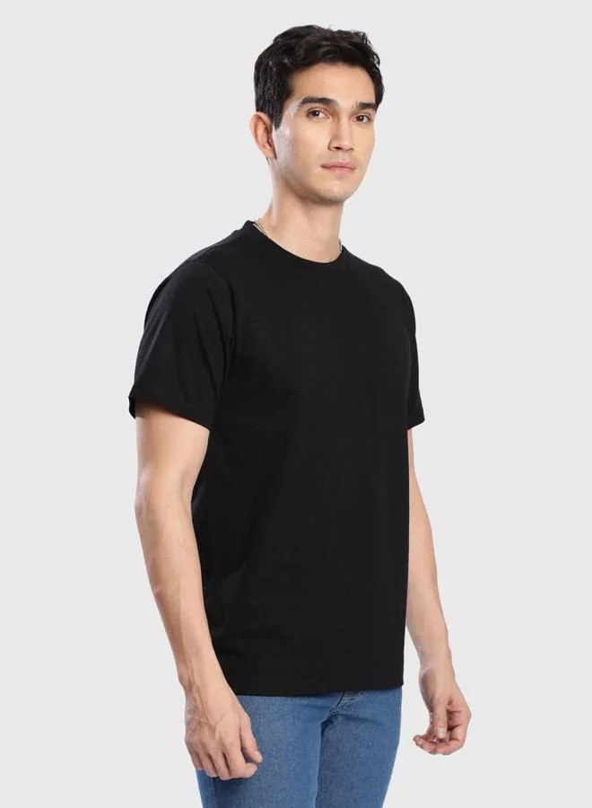 Styli Men Black Solid Regular Fit T-Shirt By Bene Kleed