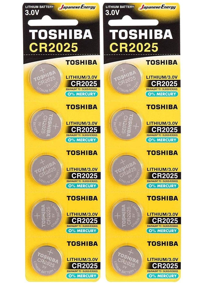10-Piece CR2025 Lithium 3V Coin Cell Battery