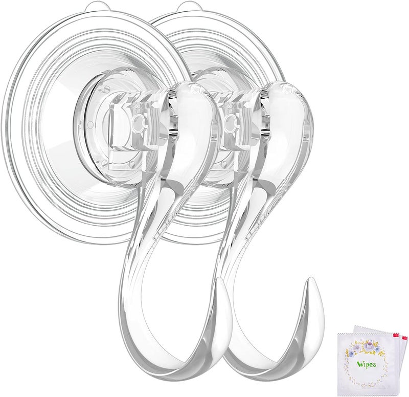 VIS'V Suction Cup Hooks, Small Shower Suction Hooks with Wipes, Heavy Duty, Removable and Reusable, Clear, 6 Pcs - Image 1