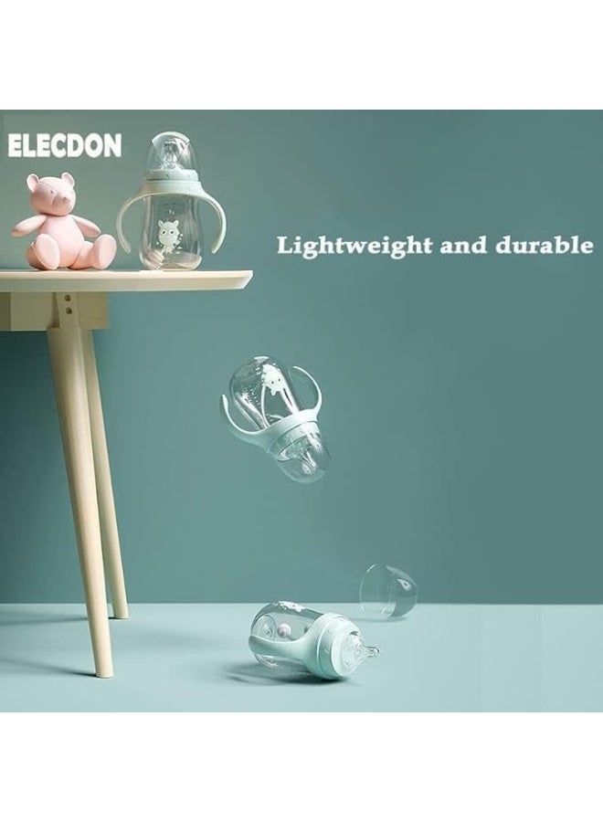ELECDON 3-in-1 Cartoon 180ml Baby Feeding Bottle | BPA-Free | Spill-Proof | Includes Sippy Cup & Straw | Soft Silicone Nipple | Ergonomic Design | Easy to Clean | Perfect for Newborns - Image 3
