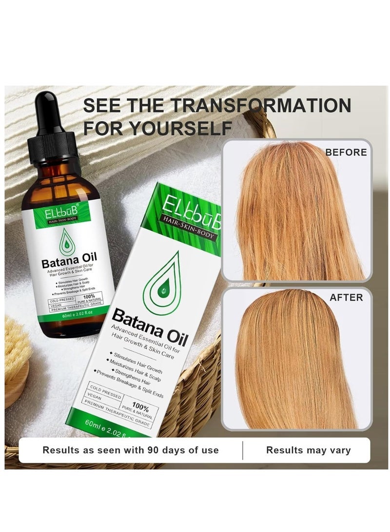 ELBBUB 60ml Natural Batana Oil for Hair Care Hair Conditioner Oil for Thin Hair Repair Damaged Hair Nourishes Thin Hair Scalp Skin and Loss Hair Growth Fit for All Hair Types Raw Batana Oil - Image 4