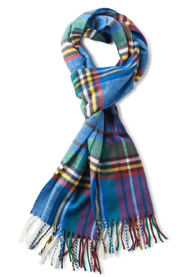 VERONZ Soft Classic Cashmere Feel Winter Scarf, Blue Green Plaid - Image 5