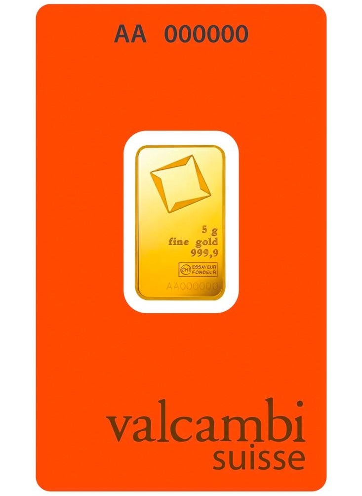 VARNIKA JEWELLERY - Valcambi Suisse 24 Karat (999.9) 5g Gold Bar 24k - Image 1