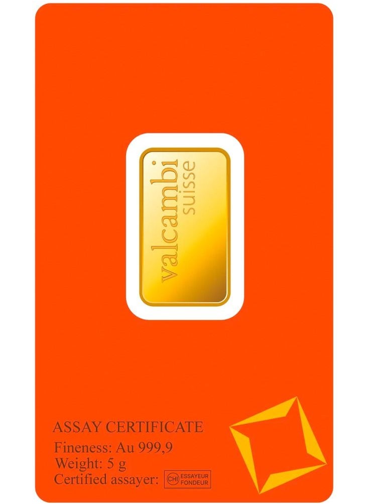 VARNIKA JEWELLERY - Valcambi Suisse 24 Karat (999.9) 5g Gold Bar 24k - Image 1