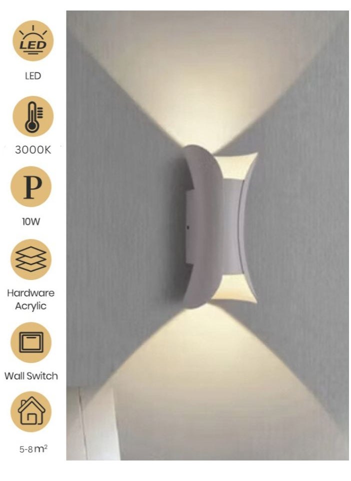 YATAI LIGHTING Modern LED Wall Light, 13W Waterproof and Dust-Proof Outdoor Wall Lamp, White Hardware & Acrylic Fixture, 3000K Warm Light for Balconies, Gardens, Patios, and Entryways, 10CM Width x 20CM Height  - Image 2