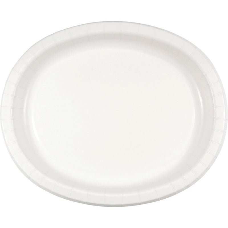Creative Converting 8 Count Oval Paper Platters, White -