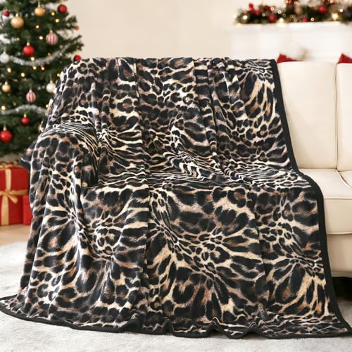 PU MEI Cheetah Fuzzy Flannel Fleece Throw Blanket for Sofa, Couch, Bed, Leopard Print Blanket Animal - Lightweight Double Sided Cozy Super Soft Blankets, 50" x 60" inches - Image 4