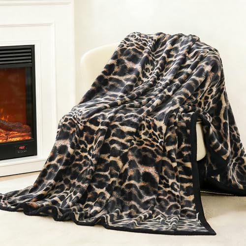 PU MEI Cheetah Fuzzy Flannel Fleece Throw Blanket for Sofa, Couch, Bed, Leopard Print Blanket Animal - Lightweight Double Sided Cozy Super Soft Blankets, 50" x 60" inches - Image 1