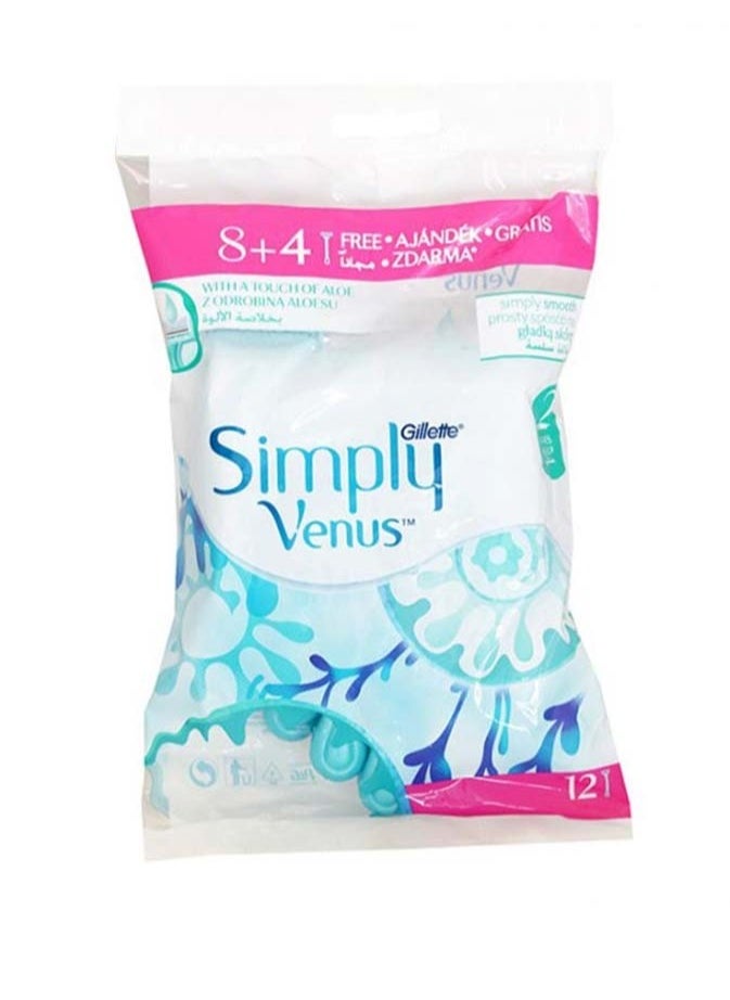 Venus Gillette Simply Venus 2 Disposable Blades 8+4  - Image 1