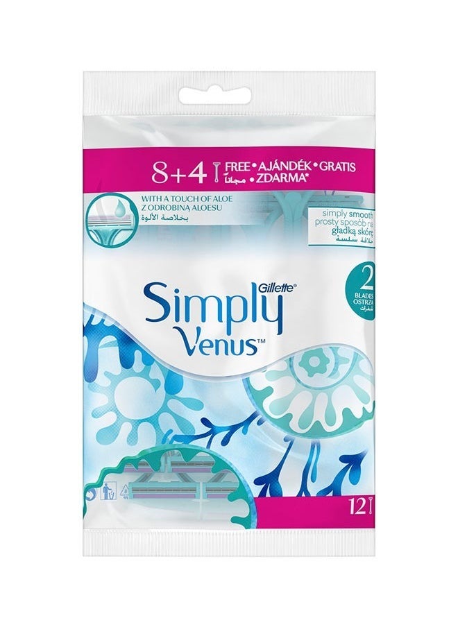 Venus Gillette Simply Venus 2 Disposable Blades 8+4  - Image 2