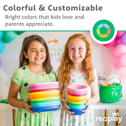 Re-Play 12 oz. Toddler Bowls Set of 4 - Kids Deep-Walled, Durable & Reusable Snack and Meal Bowls, Dishwasher & Microwave Safe, BPA-Free, Made in USA from Recycled Plastic, True Blue - Image 2