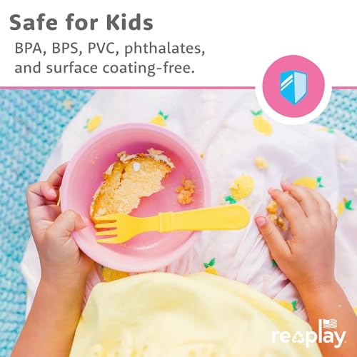 Re-Play 12 oz. Toddler Bowls Set of 4 - Kids Deep-Walled, Durable & Reusable Snack and Meal Bowls, Dishwasher & Microwave Safe, BPA-Free, Made in USA from Recycled Plastic, True Blue - Image 4