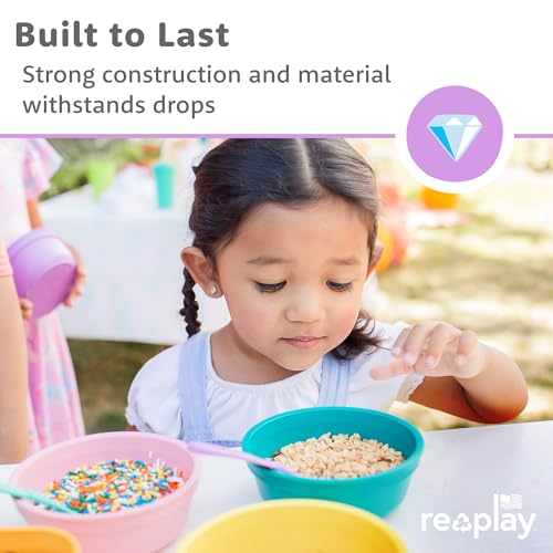 Re-Play 12 oz. Toddler Bowls Set of 4 - Kids Deep-Walled, Durable & Reusable Snack and Meal Bowls, Dishwasher & Microwave Safe, BPA-Free, Made in USA from Recycled Plastic, True Blue - Image 5
