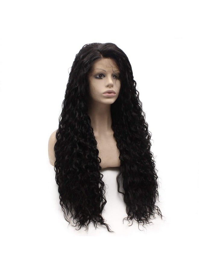 MX angel Mxangel Long Curly Black Lace Front Synthetic Wig Natural Stylish Heat Resistant Fiber Hair  - Image 4