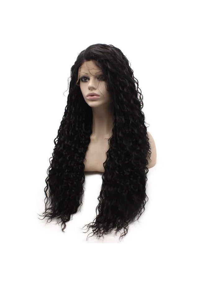 MX angel Mxangel Long Curly Black Lace Front Synthetic Wig Natural Stylish Heat Resistant Fiber Hair  - Image 2