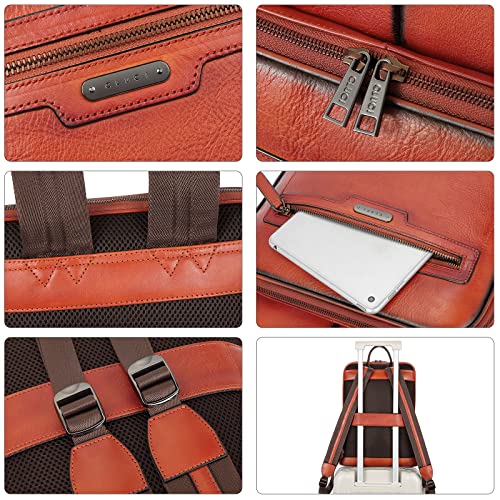 CLUCI Vegetable Tanned Full Grain Leather 15.6 inch Laptop Backpack Purse for Women Casual Daypack Travel Backpack Red-brown - Image 5